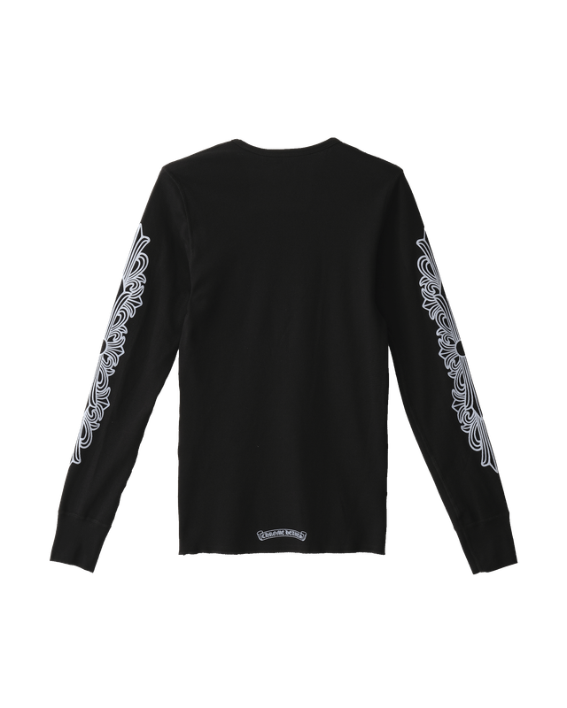 Alternative view of LONG SLEEVE WAFFLE FLORAL ARM PRINT - BLACK/WHITE