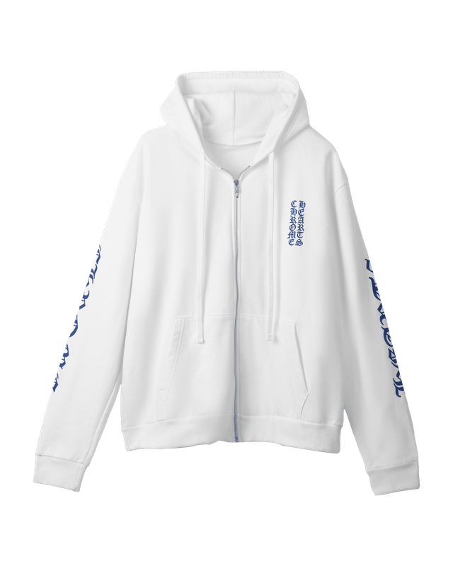 HOODIE ZIP UP VERTICAL LOGO/BLUE/WHITE