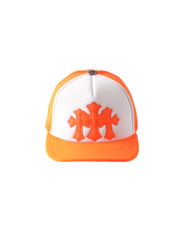TRUCKER CAP TRIPLE CROSS PATCH/WHITE/ORANGE