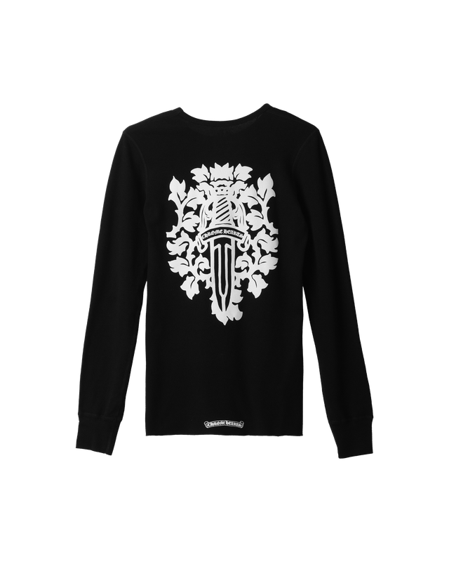 LONG SLEEVE WAFFLE VINE DAGGER - BLACK/WHITE