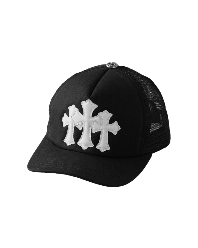 Alternative view of TRUCKER CAP TRIPLE CROSS PATCH/WHITE/BLACK