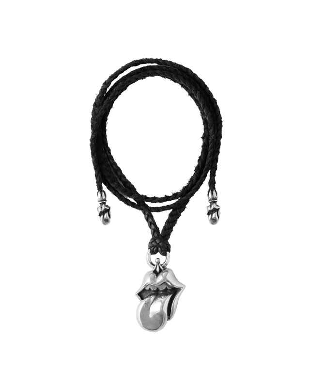 PENDANT ROLLING STONES/LEATHER BRAID